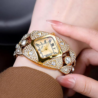 GEDI Watch For Women 2026 ساعة النسائية الذهبية المرصعة بالكريستال - تصميم مجوهرات فاخر