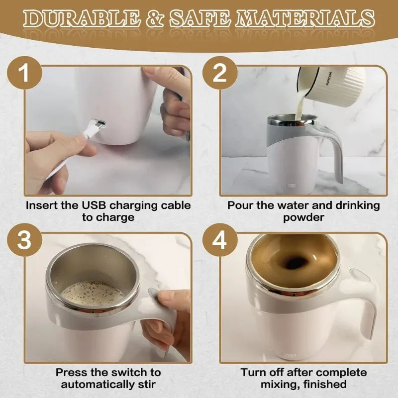 Smart Self-Stirring Mug 380ml | Automatic Magnetic | USB Rechargeable